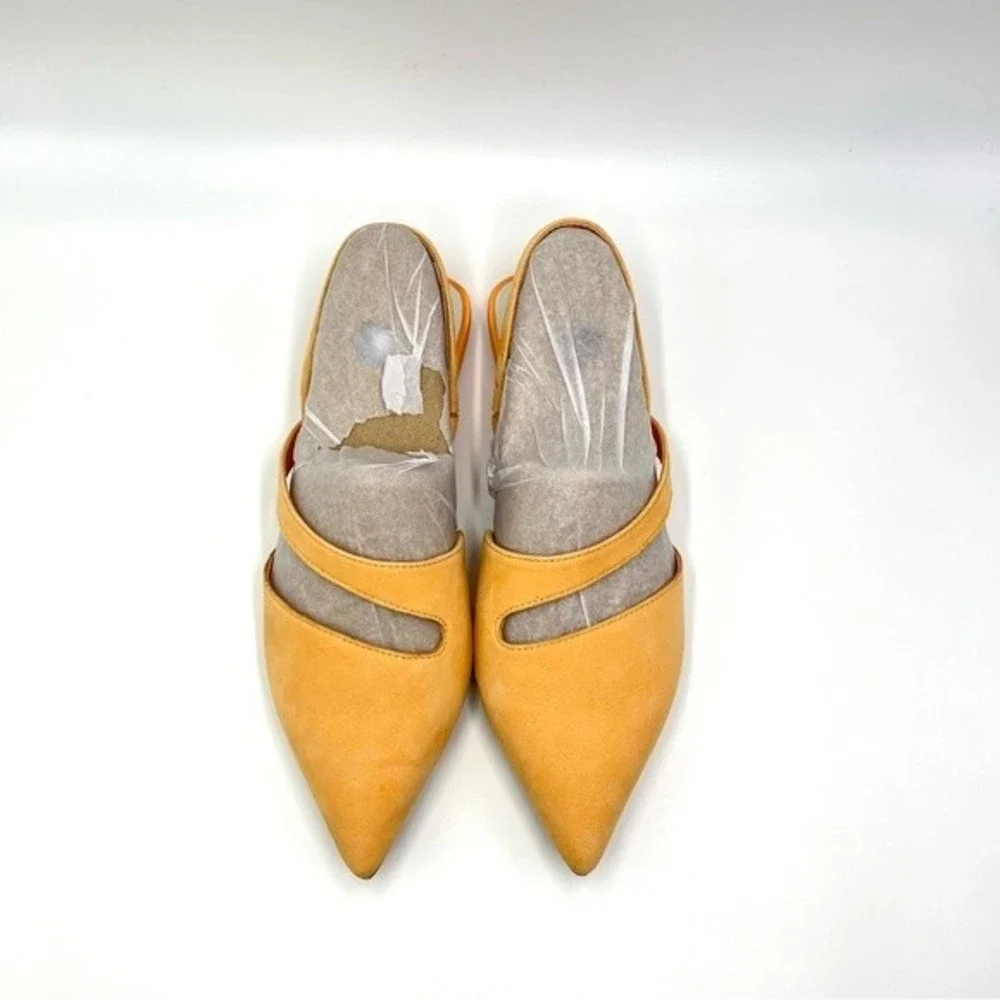 Franco Sarto Size 5.5 Canary Melon Orange Suede Leather Point Toe‎ Flats Shoes